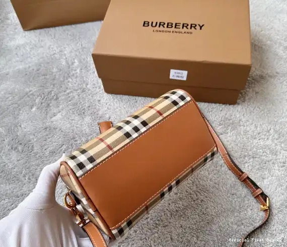 Official First Bag Ru Mini BURBERRY Bag-18.5*11*12CM Bowling Check 0516